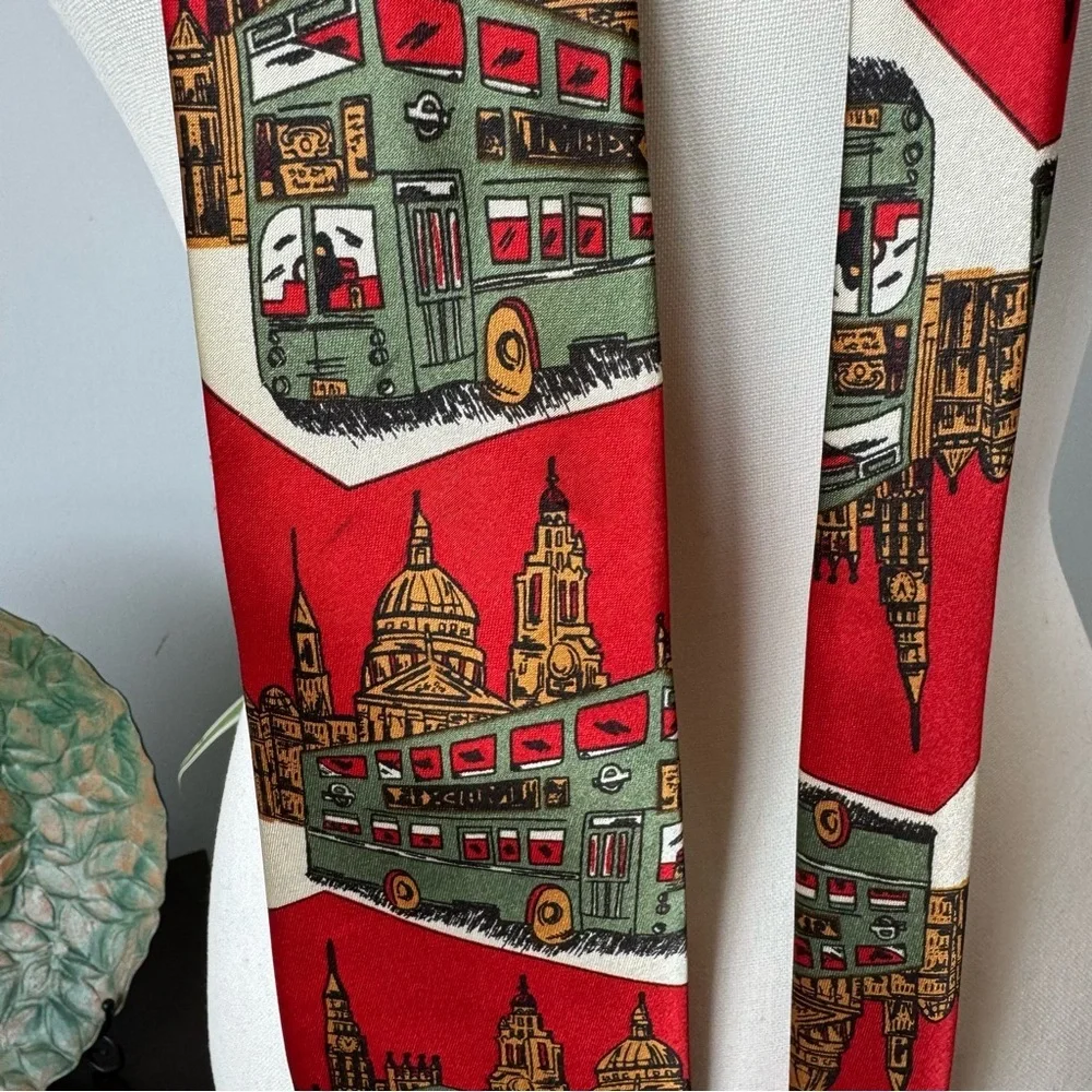 Double-Decker Bus City Tour‎ Red Handmade Novelty Tie Dude Fashion tour guide